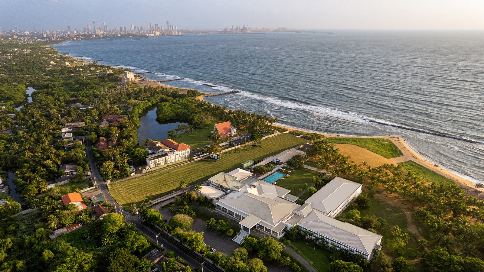 Pegasus Reef Hotel aerial view along the Wattala coastline